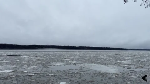 Ice Moving on Hudson River Stock Footage 265112075