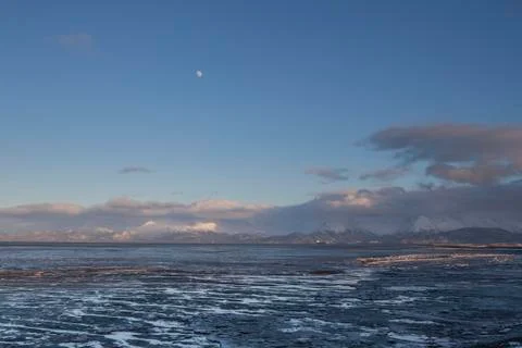 Ice in mud bay Stock Photos