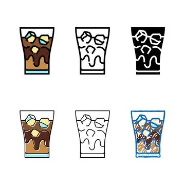 Ice multistyle coffee color icon vector Stock Illustration