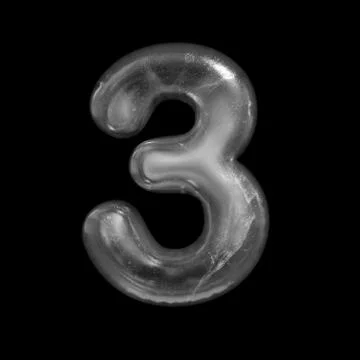 Ice number 3 -  3d Winter digit - Suitable for Nature, Winter or Christmas re Illustrazione stock