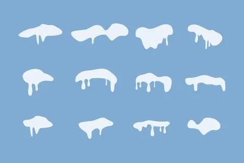 Ice or snow blue vector caps frames. Frost cold snow caps christmas decoration Stock Illustration
