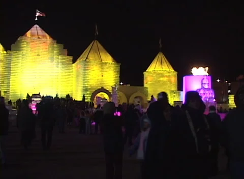 Ice Palace light show 6, party atmosphere, very colorful lighting effects Stock Footage 296344703
