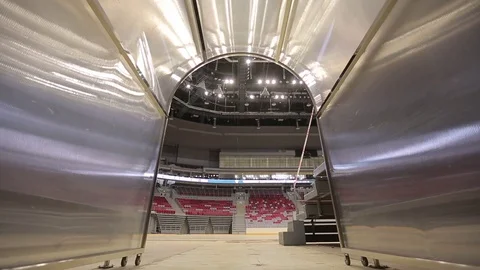 Ice Palace, site preparation for competitions Stock Footage 73045687