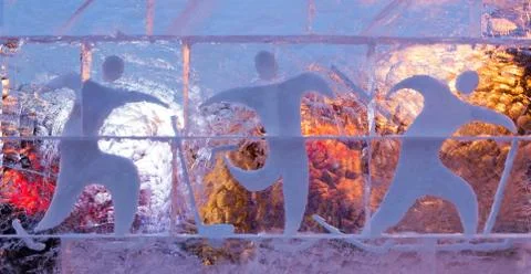 Ice panel with contours of figures Stock Photos