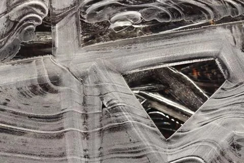 Ice Pattern Surface Background Texture. Wavy Drawings of Ice Lines on a Froze Stock Photos