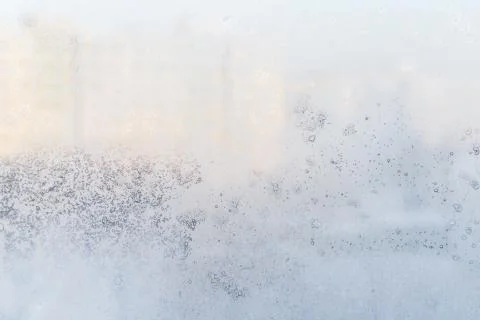Ice pattern on window, winter background. Texture. Stock Photos