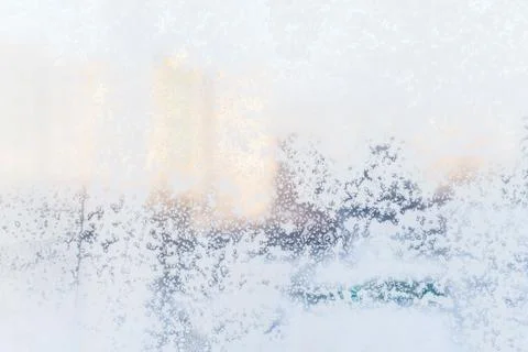 Ice pattern on window, winter background. Texture. Stock Photos