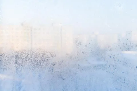 Ice pattern on window, winter background. Texture. Stock Photos