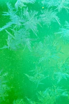 Ice Pattern on window in Winter time Stock Photos