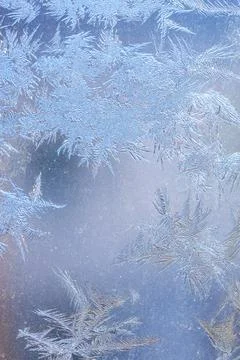 Ice Pattern on window in Winter time Stock Photos