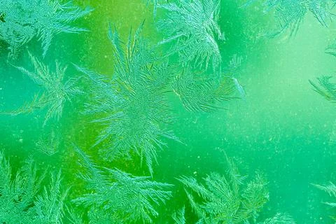 Ice Pattern on window in Winter time Stock Photos