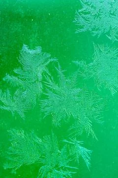 Ice Pattern on window in Winter time Stock Photos