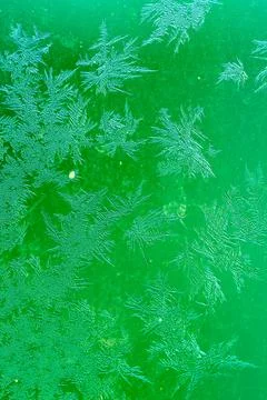 Ice Pattern on window in Winter time Stock Photos
