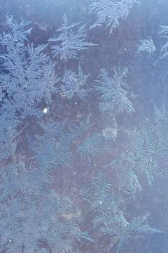 Ice Pattern on window in Winter time Stock Photos