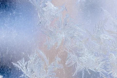 Ice Pattern on window in Winter time Stock Photos