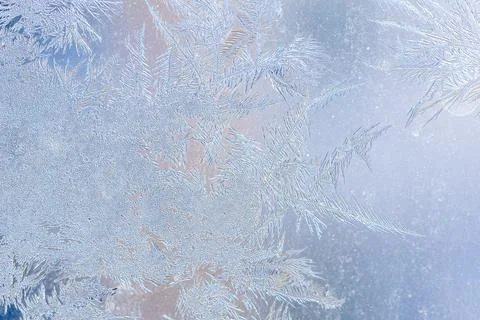 Ice Pattern on window in Winter time Stock Photos