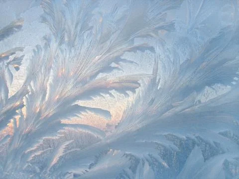 Ice pattern on winter glass Stock Photos
