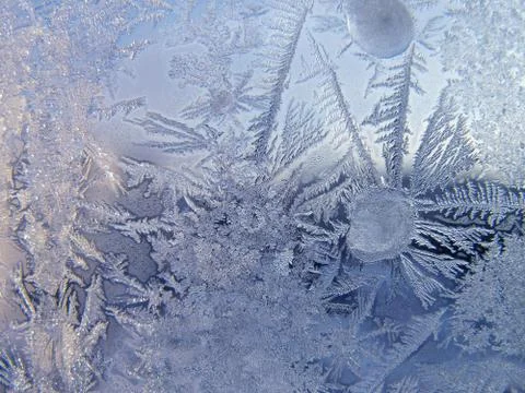 Ice pattern on winter glass Stock Photos