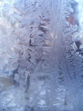 Ice pattern on winter glass Stock Photos