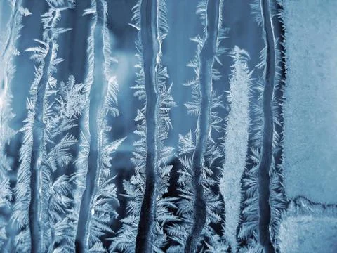 Ice pattern on winter window Stock Photos