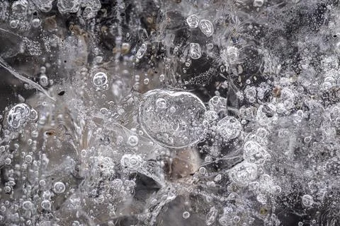 Ice Patterns and Air Bubbles within Ice Blocks at Fjallsarlon Iceberg Lagoon, Stock Photos