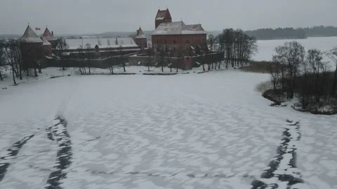 Ice patterns like ice road to the castle Stock Footage 167428641