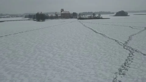 Ice patterns like ice road to the castle Stock Footage 167429302