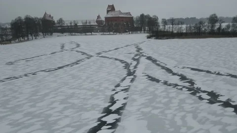 Ice patterns like ice road Stock Footage 167428723