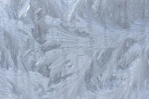 Ice patterns on winter glass. Stock Photos