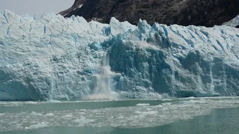 Ice of Perito Moreno glacier while falling melting Stock Footage 327712544