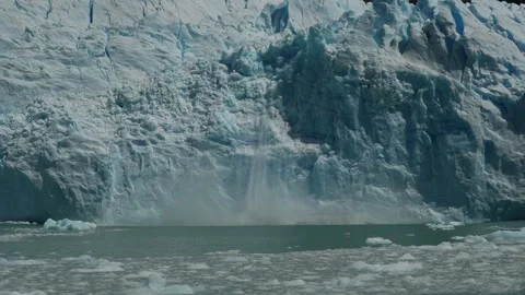Ice of Perito Moreno glacier while falling Stock Footage 327712545