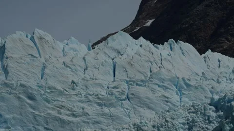 Ice of Perito Moreno glacier while falling huge view Stock Footage 327712547