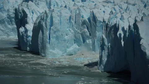Ice of Perito Moreno glacier while falling Stock Footage 327712549