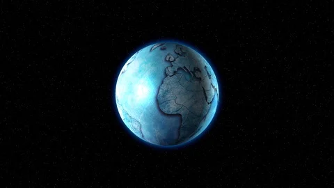The ice planet rotates in space Stock Footage 128229872