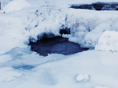 Ice Pond in Winter Stock Footage 73550146