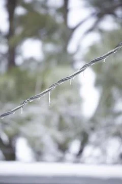 Ice on a Powerline Stock Photos