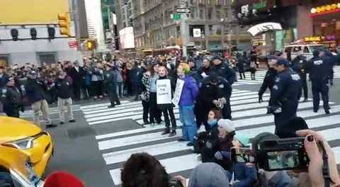 ICE Protest March and Protesters getting Arrested in New York City USA2-20200216 Stock Footage 124812263