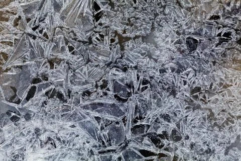 Ice on a puddle Stock Photos