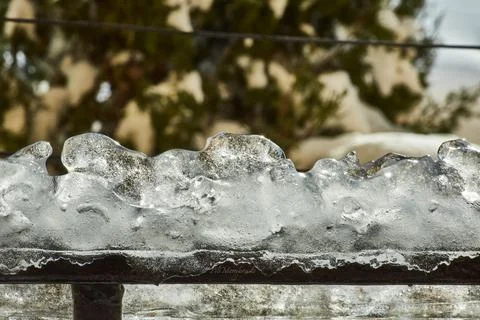 Ice on railing Stock Photos
