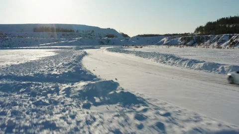 Ice rally racing in winter Stock Footage 151153372