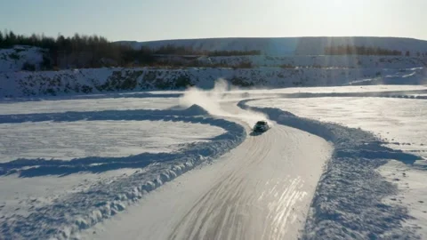 Ice rally racing in winter Stock Footage 151154432