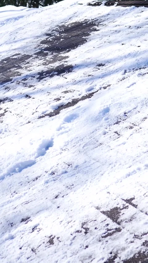 Ice on a Residential Rooftop in Winter - Vertical Stock Footage 328481176