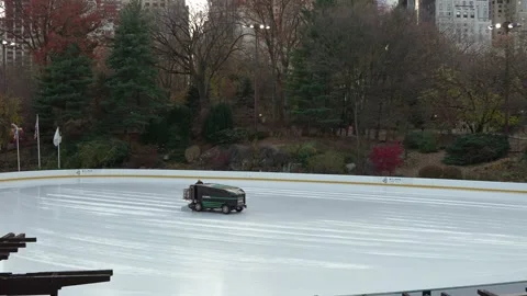 The Ice Resurfacing Machine used at the Ice Rink performs essential maintenance Video stock 295074727