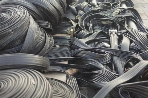 Ice rink cooling system. A system of flexible hoses for supplying cooling to  Stock Photos
