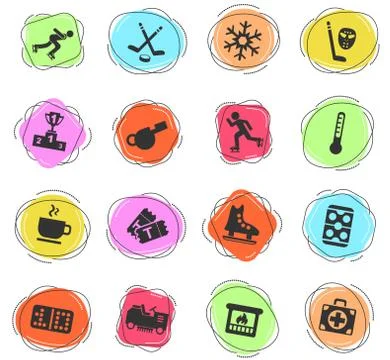 Ice rink icon set Stock Illustration