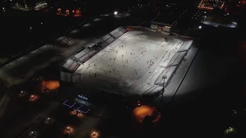 Ice rink open type, on which people skate Video stock 124626099