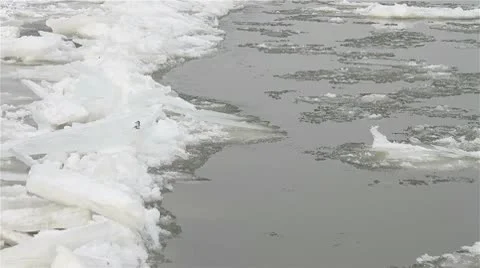 Ice on River 16 Stock Footage 10750579