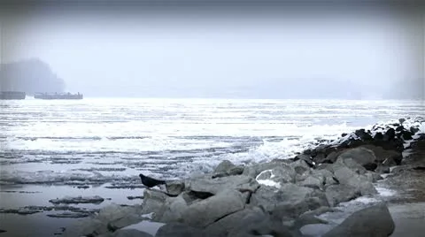Ice on River 35 stylized Stock Footage 10750878
