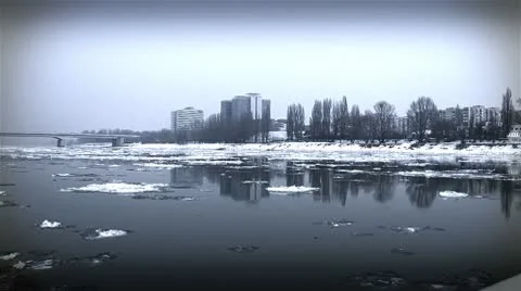 Ice on River 41 city stylized Video stock 10751048