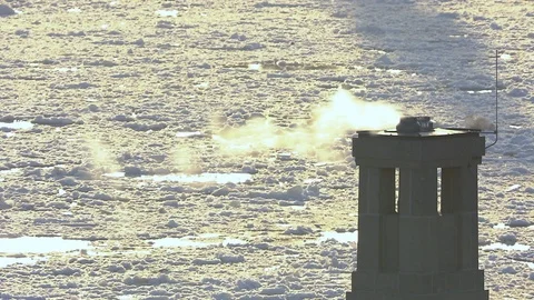 Ice River Chimney Stock Footage 126576215